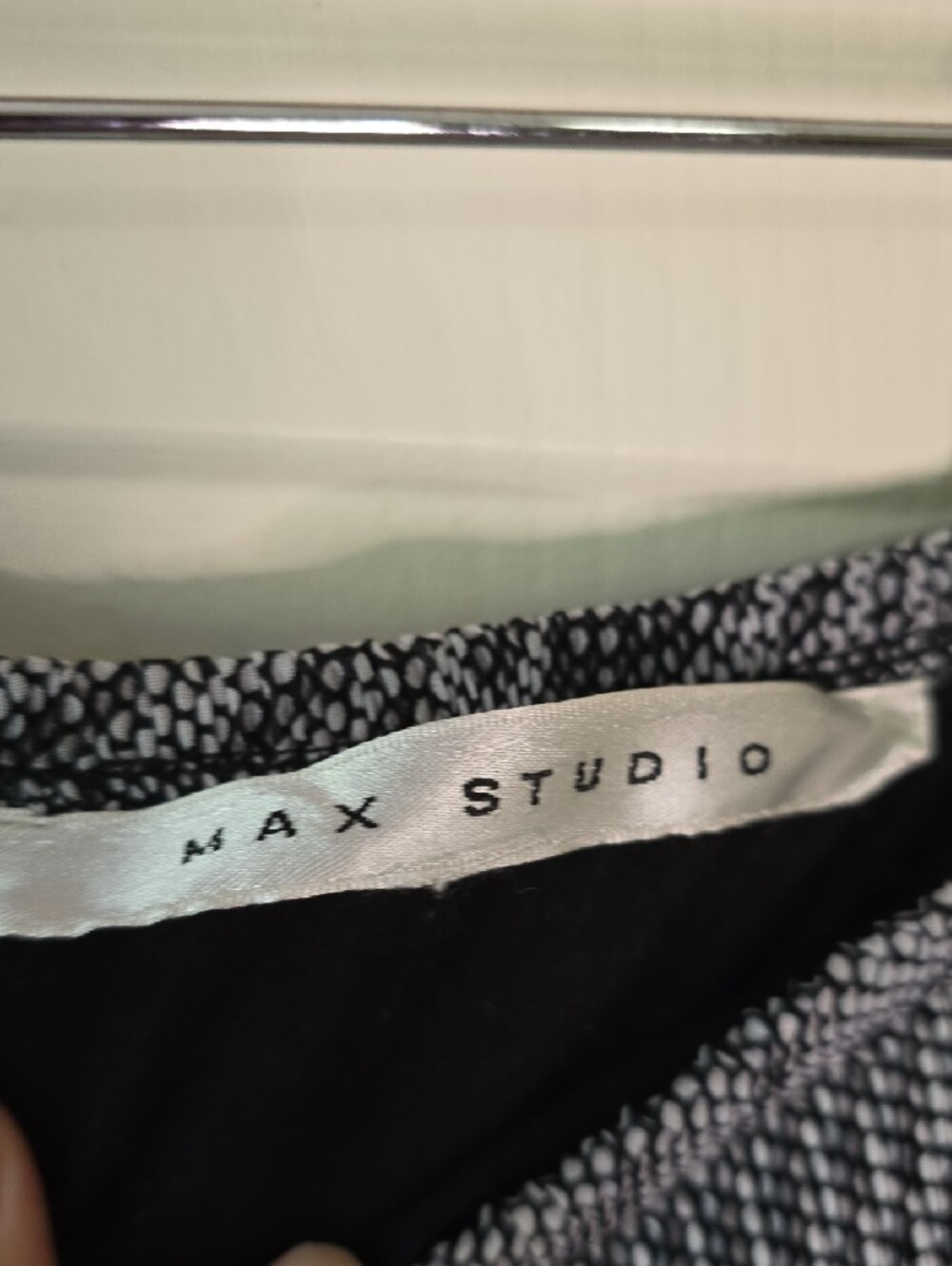Max Studio Black and White Polka Dot Smocked Waist A-LINE Skirt - Picture 2 of 3